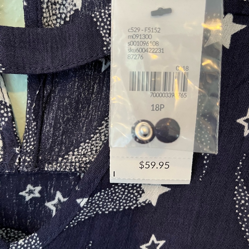 Lane Bryant Navy Blouse Plus Size 18P Bell Sleeve Floral Print Keyhole Top NWT - Picture 8 of 9